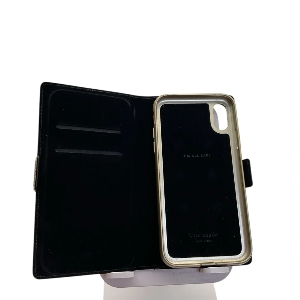 Kate Spade Black and Gold Folio Phone Case phone removeble